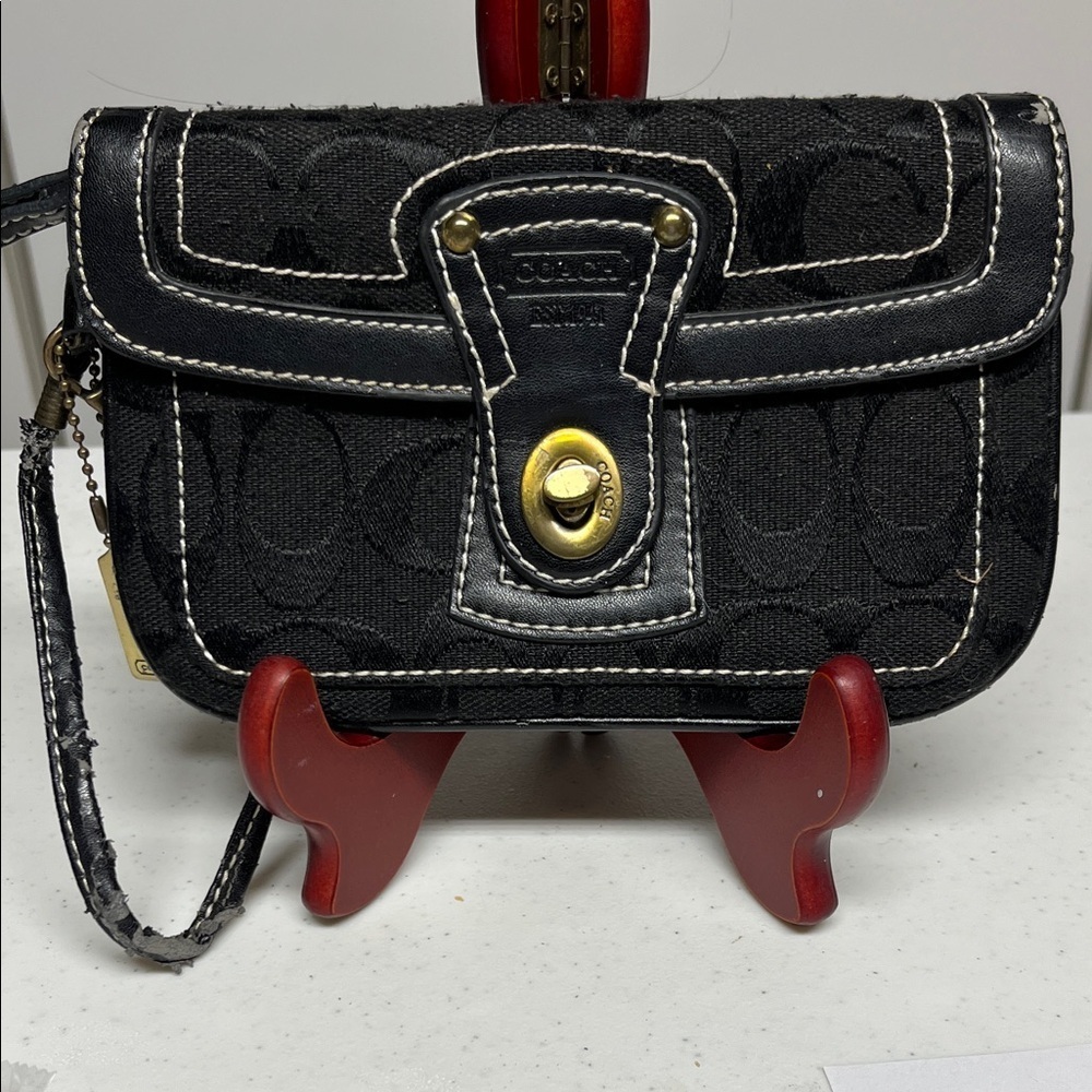 Coach Black and Gold Wristlet